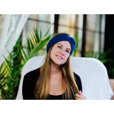 Opaska szydełkowa - ciemno granatowa