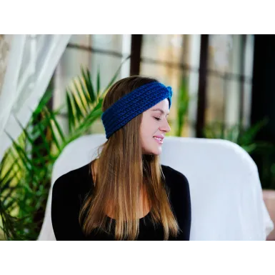 Opaska szydełkowa - ciemno granatowa 2
