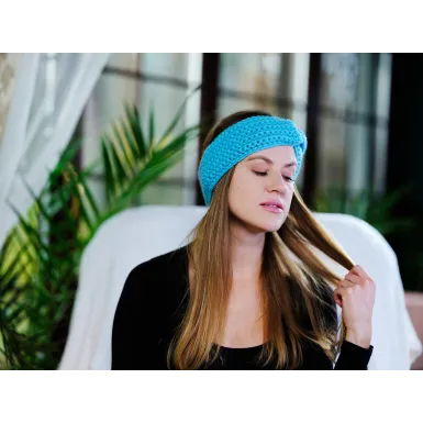 Opaska szydełkowa - błękitna