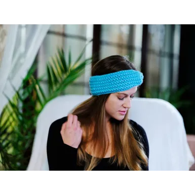 Opaska szydełkowa - błękitna 2