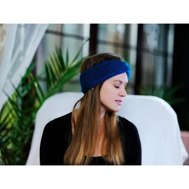 Opaska szydełkowa - granatowa