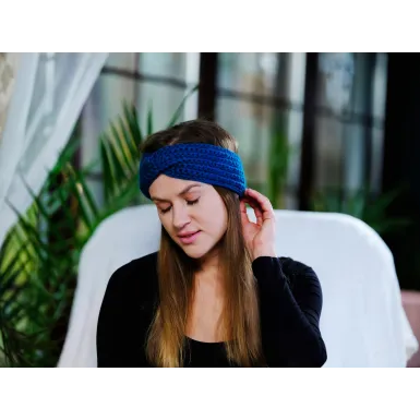 Opaska szydełkowa - granatowa 2