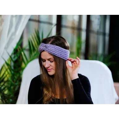 Opaska szydełkowa - jasno fioletowa