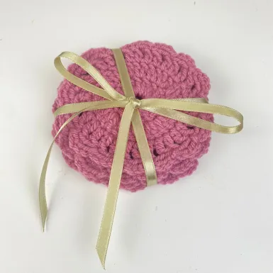 Ręcznie robione szydełkowe podkładki kolor różowy - zestaw 4 szt. 2