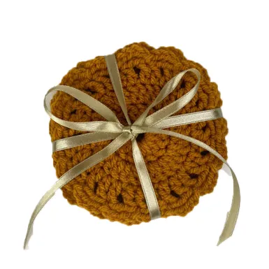 Ręcznie robione szydełkowe podkładki kolor musztardowy - zestaw 3 szt. 2