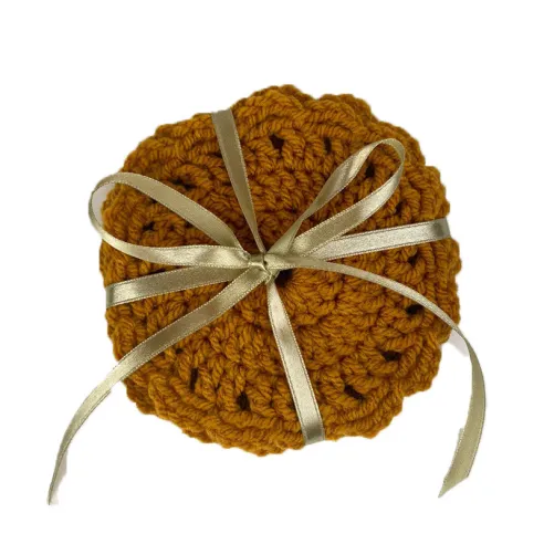 Ręcznie robione szydełkowe podkładki kolor musztardowy - zestaw 3 szt.