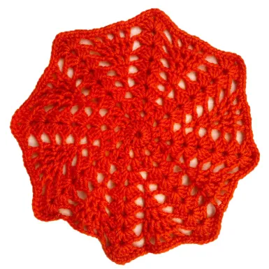 Ręcznie robiona szydełkowa podkładka kolor czerwono/pomarańczowy