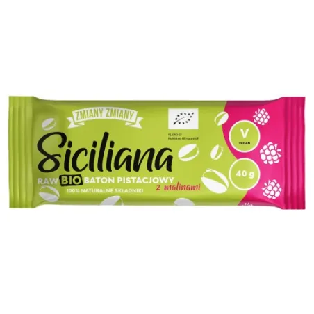 Baton Siciliana Bio Pistacja z maliną 40 g Baton Siciliana Bio Pistacja z maliną 40 g
