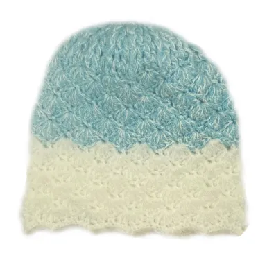 Czapka szydełkowa - błękitno-biała